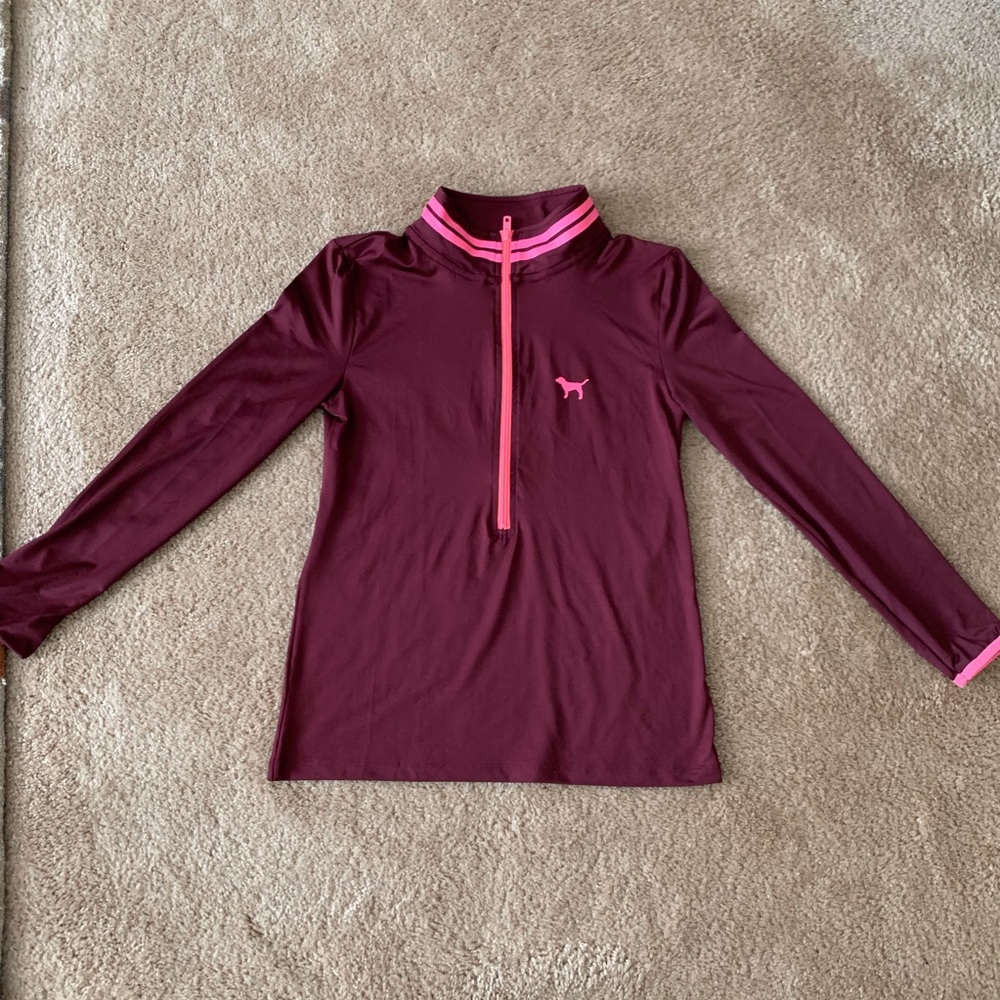 VS PINK ULTIMATE deep zip long sleeve sz M